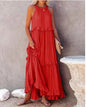 Elegant Apricot Ruffle Maxi Dress