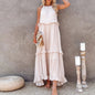 Elegant Apricot Ruffle Maxi Dress