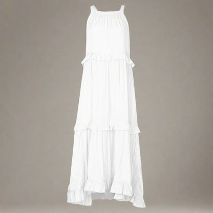 Elegant Apricot Ruffle Maxi Dress