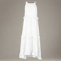 Elegant Apricot Ruffle Maxi Dress